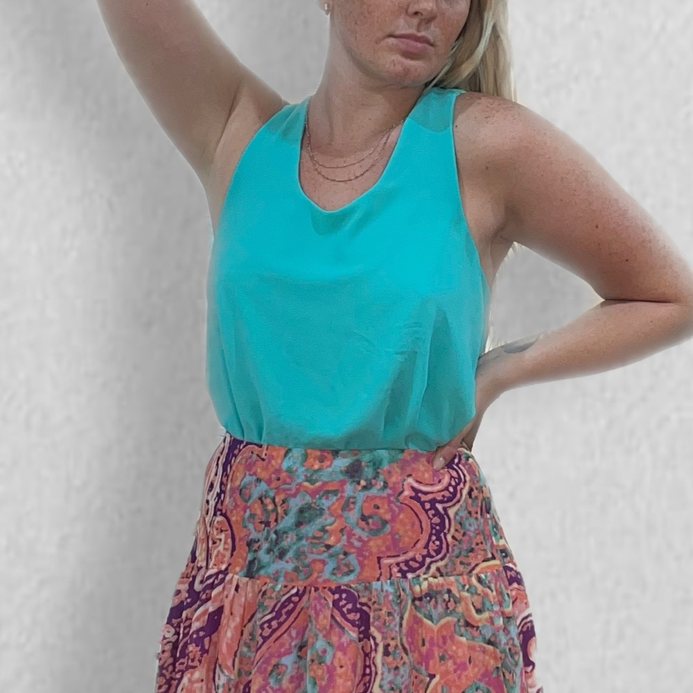 Teal She & Sky Sleeveless Blouse
